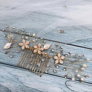 Clips de cheveux Bride Elegant Wedding Combing Crystal Rhinestone Pearl Feme Hairpin Bridal ACCESSOIRES DE CABELO COM