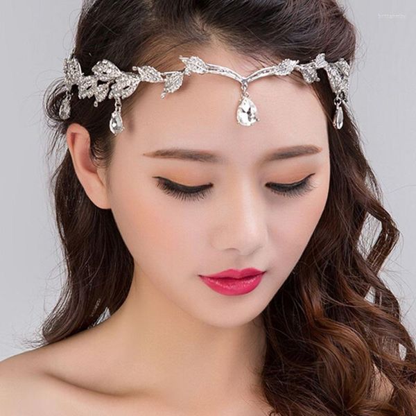 Pinzas para el cabello para novia, Tiara para la frente, diadema hecha a mano con hojas de cristal, accesorios de boda para fiesta de princesa, corona, joyería nupcial de hadas