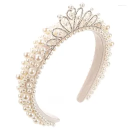 Clips de cheveux Bride Bride Hairband With Pearl Decors Wide Side Shinning Baroques for Girl Festival Wedding Party F0S4