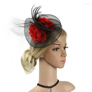 Haarspeldjes Bruid Hoed Accessoires Korte Veren Sluier Cocktail Ascot Race Lady's Day Hoofddeksel Hoofd Decor