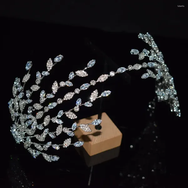 Pinzas para el cabello Diadema de novia para mujer, accesorios de boda para fiesta de lujo, Tiaras nupciales de circonia cúbica completa, coronas, tocado de graduación y cumpleaños