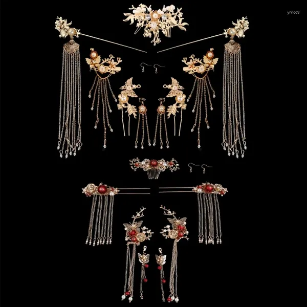 Clips de cheveux Bride Retro Chinois Ornements Tassel Han Accessoires Vêtements Femmes Femmes Boucles d'oreilles Coiffe de mariage