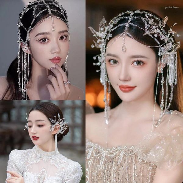Pinces à cheveux bijoux de mariage de la mariée oreilles en cristal suspendues Transparent romantique fait à la main Po chapeaux