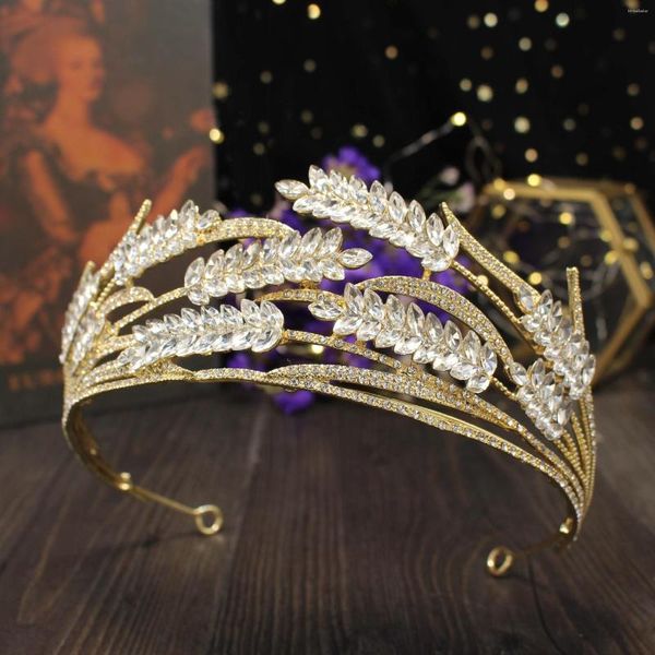 Pinzas para el cabello Novia Boda Corona Tiara Po Accesorios de estudio Princesa Cumpleaños Cristal Trigo Diadema Estilo Moda Lujo