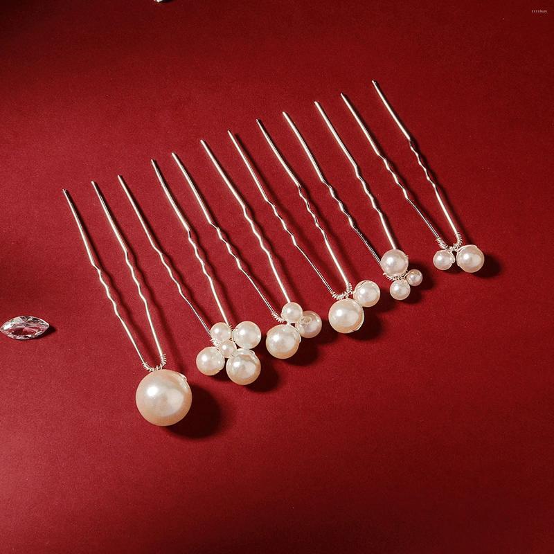 Hair Clips Bride Wedding Pearl Hairpins Side Simple U Shaped Sticks Forks Fashion Jewelry For Woman Girls Styling 6Pcs