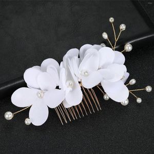 Pinces à cheveux mariée mariage soie fleur peignes perle artificielle épingles à cheveux accessoires de mariée Boho Style bijoux pour femmes filles