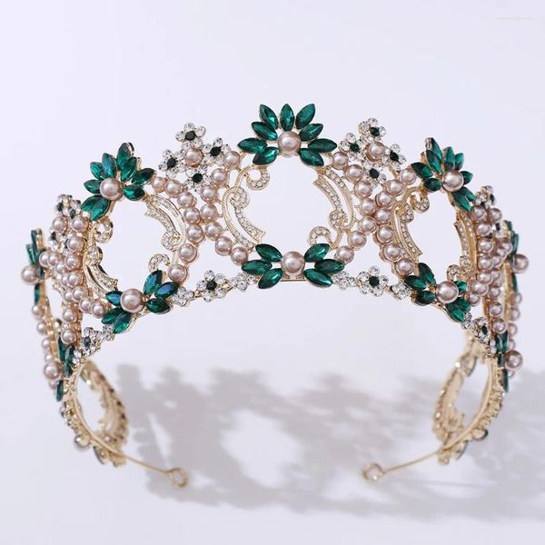 Pinces à cheveux couronne en Bronze, perles de cristal noires et violettes, diadèmes de mariée ronds en strass, bandeaux de mariée, accessoires de mariage