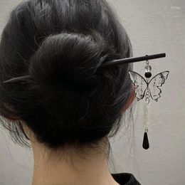 Clips de cabello palitos de mariposa para mujeres estilo chino madera de madera palillo palillo accesorios de joyería retro vintage