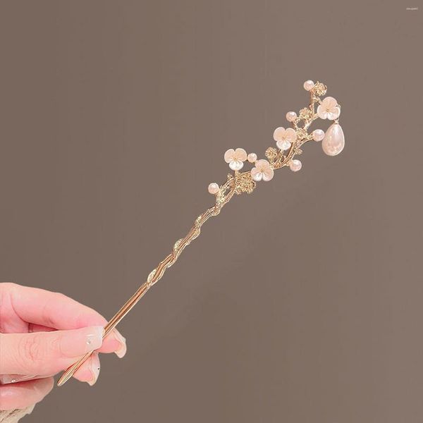 Pinzas para el cabello, palillos chinos de Camelia, accesorios antiguos para hacer con perla, tiaras clásicas de joyería para niñas Hanfu Bun