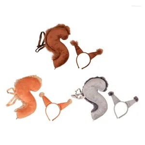 Pinzas para el cabello con forma de orejas de ardilla y animales de dibujos animados, diadema con forma de cola, Kit de disfraz, sombreros para fiesta, Halloween, disfraces, Cosplay, Unisex, envío directo