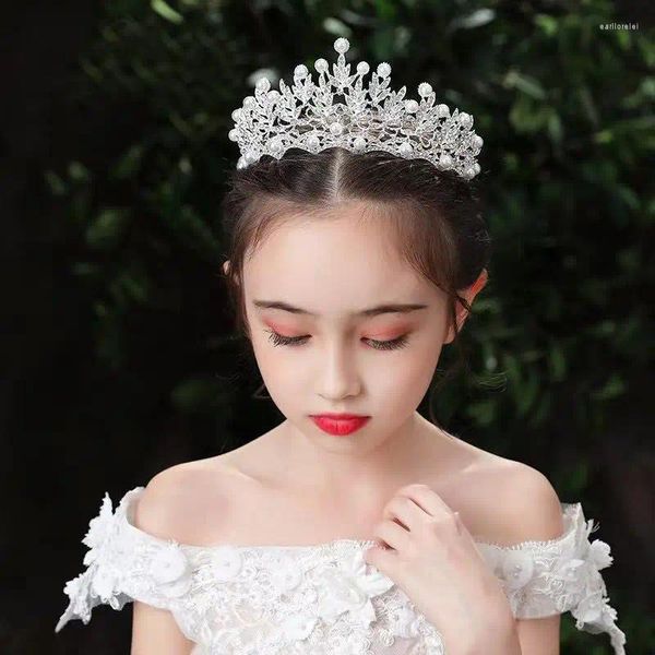 Pinces à cheveux pour enfants, couronne diadème princesse petite fille, ornements en perles d'anniversaire, accessoires de spectacle sur scène