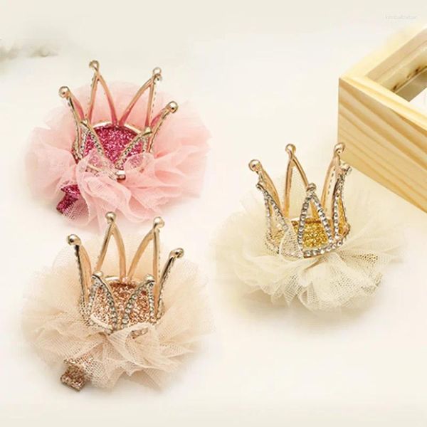 Pinces à cheveux pince pour enfants fille princesse Net gaze tête fleur couronne belle coiffure