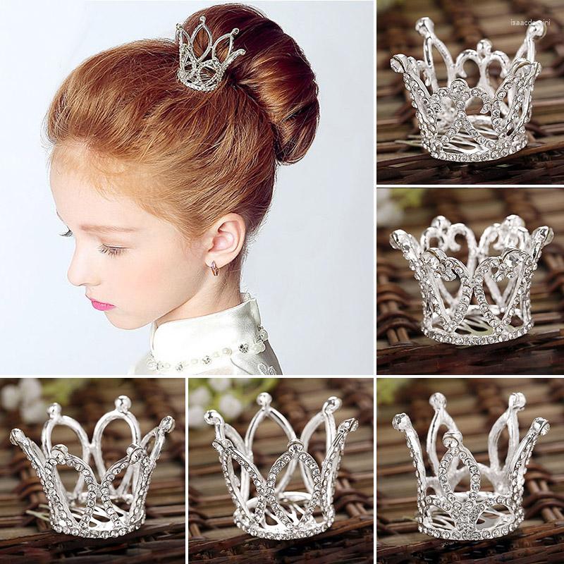 Hair Clips Children Small Tiara Rhinestone Flower Girl Crown Jewelry Fashion Kid Comb Hairpin Headdress Gift Accessories