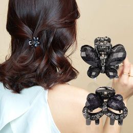 Clips de cabello quimera small metal cangrejo 2pcs/set rhinestone mariposa corazón horquilla para mujeres niñas bridal negro cristal