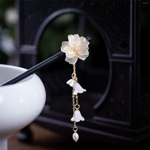 Pinces à cheveux Chinois Fleur Épingles À Cheveux Bâtons Vintage En Bois Bâton Épingles Avec Gland Pour Femmes Ornements Tête Bijoux