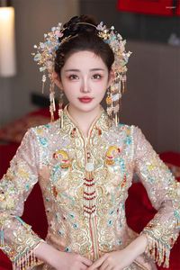 Pinces à cheveux bandeau chinois diadèmes casque pour femmes gland fleur épingles à cheveux fourchettes Vintage Hanfu accessoires de mariage bijoux