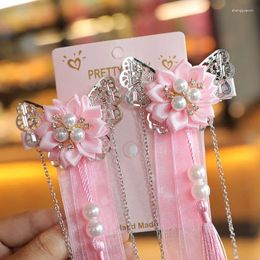 Haarclips Chinese Japanse stijl Pearl Flower Hairpin Vintage Tassel Clip Classical Metal Headdress Handmade Decor -accessoires