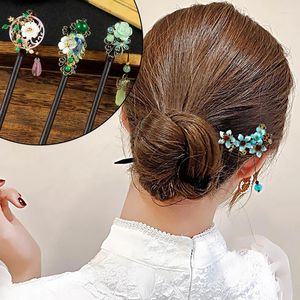 Haarspeldjes Chinese Stok Kwastje Hanfu Partijen Haarspeld Vork Voor Vrouwen Sandelhout Kristal Tiara's Vintage Bruiloft Broodje Sieraden