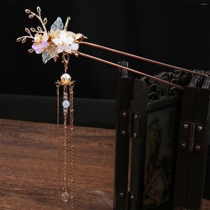 Pinces à cheveux chinois bâton en forme de U gland Floral épingle à cheveux fourchette Vintage accessoires de mariage rétro filles Hanfu décor bijoux