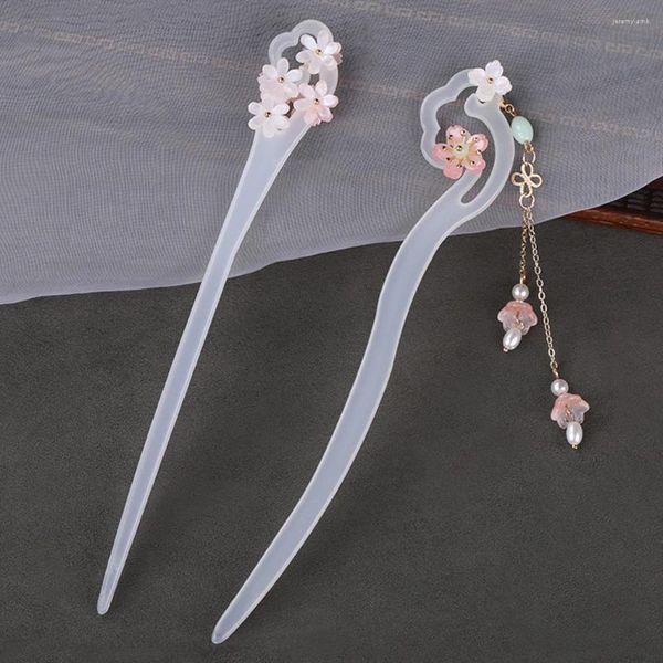 Clips de cheveux Sticks chinois Forks avec décoration de fleurs bijoux de mode de mode rétro Holder pour les filles