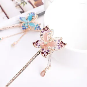 Pinces à cheveux Style chinois cristal strass papillon paon bâtons bijoux accessoires de mariage charme fleurs gland épingles à cheveux