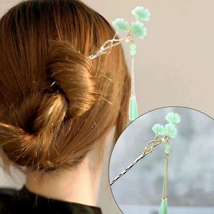 Pinces à cheveux Style chinois Ginkgo feuille gland bâtons pour femmes perles simples classique épingle à cheveux Hanfu étape secouer quotidien chapeaux accessoires