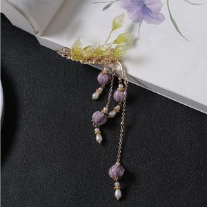 Pinces à cheveux Style chinois Violet Lily Of The Valley Edge Clip Frais Costume ancien Hanfu Rétro Simple Cheongsam Quotidien Avec Accessoires