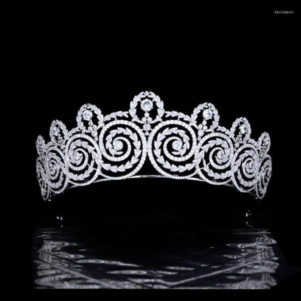 Pinzas para el cabello para mujer, Tiara real clásica de Zirconia cúbica, Tiaras de princesa nupcial para boda, coronas CZ para mujer, joyería de cumpleaños de quinceañera