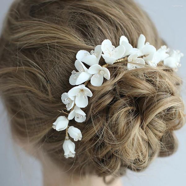 Coix de cheveux Clay Floral Bridal Peigt Handmade Headage Hingestone Vine Wedding Jewelry Arrivée