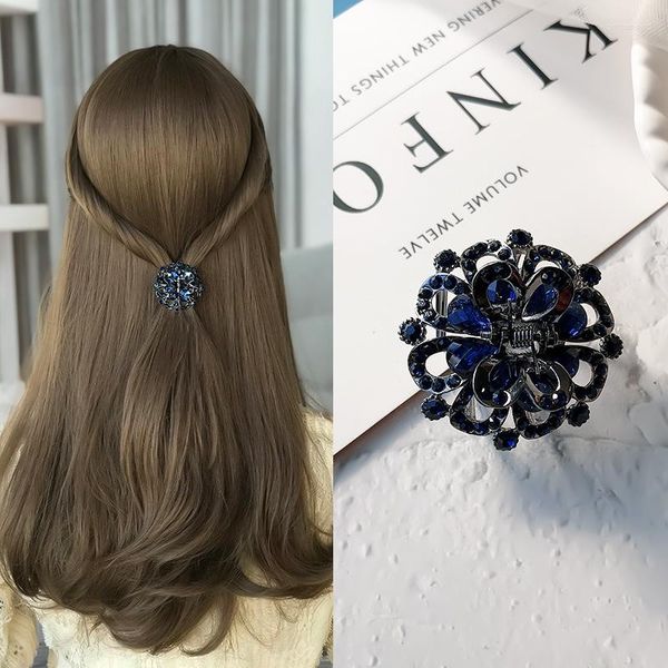 Pinces à cheveux pince pour femmes rétro mode cristal noir arc épingle à cheveux luxueux géométrique épingles à breloque bijoux accessoires en gros