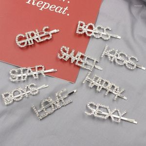 Pinces à cheveux pince femmes broche pince à cheveux anglais lettre Barrette strass personnalité mot fille épingle à cheveux accessoires bijoux