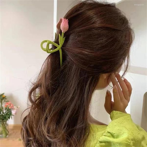 Clips de cheveux colorés accessoires en tulipe 3D Clip floral à la mode pour femmes articles