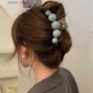 Pinces à cheveux coloré dégradé boule perle griffes de cheveux acétate épingle à cheveux pour femmes accessoires de cheveux bijoux d'été 2022 maquillage pince à cheveux vintage Y240329