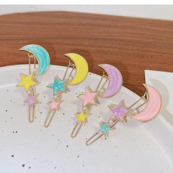 Clips de cabello aceite colorido goteo clip de luna para niñas pasadores para niños accesorios para niños