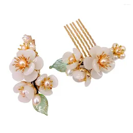 Haarspeldjes Koperen Zoetwaterparel Pins Edelsteen Pin Bloem Chinese Haarspeld Bruiloft Accessoires Pince Cheveux WIGO1467