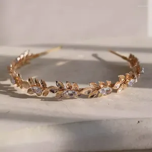 Hair Clips Copper Leaf Zirconia Vrouwen Haarband Bridal Tiara Crown Vintage Wedding Accessoires Girls Prom Headpiece