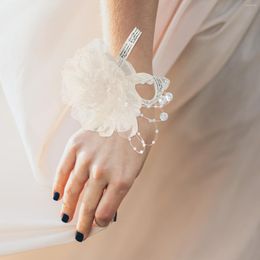 Pinces à cheveux Corsage mariée poignet fleur Simulation décor main mariage tissu Bracelet bal mariée