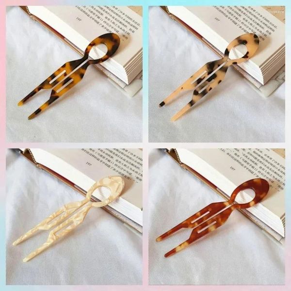 Clips de cabello creativo stick retro en forma de U fibra de agua concha de tortuga de fibra para mujeres regalo de joyería