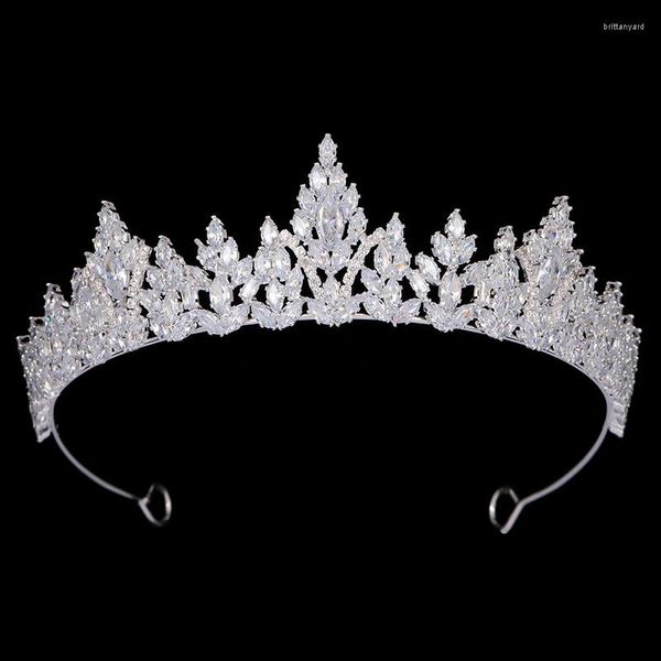 Pinzas para el cabello corona HADIYANA coronas de boda europeas de lujo para mujeres Zirconia cúbica accesorios para tocados grandes BCY6001