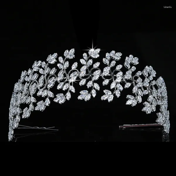Pinzas para el cabello corona HADIYANA Romance accesorios de novia de boda animados princesa joyería de lujo Zirconia cúbica BC5509 Coroa De Noiva