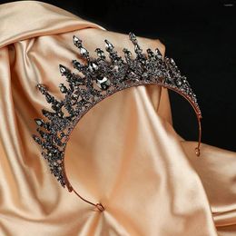 Haarclips Kronen voor dames - Zwarte gotische meisjes Vintage barokke koningin Tiara Bruiloftsoptocht Prom Hoofddeksels