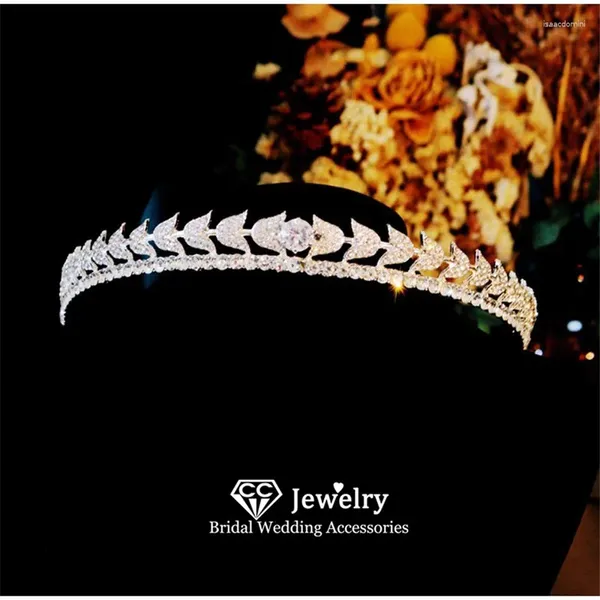 Clips de cabello coronas para mujeres accesorios de boda diadema nupcial adornos de compromiso de la hoja de la hoja de cristal diadem fo69