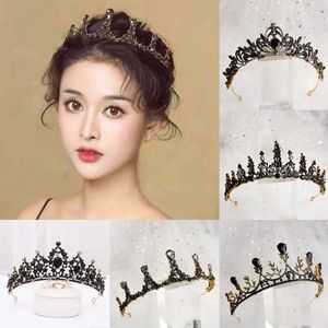 Clips para el cabello banda de cristal para novia gótica de corona diadema de diadilla dhinestone joyería vintage accesorios para la cabeza femenina boda