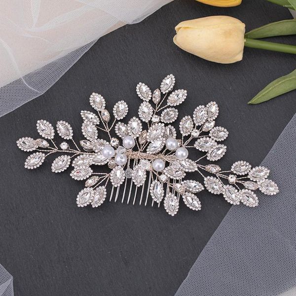 Clips de cheveux Crystal Peigl Wedding Tiaras Bead Hairpin For Women Silver Color Side Pins Charm Girl Party Headwear Bride Jewelry Gift