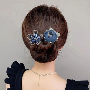 Pinces à cheveux en cristal fleur, épingle à cheveux, chignon, bandeau torsadé, style paresseux, bâton de coiffure pour femmes, accessoires de Banquet