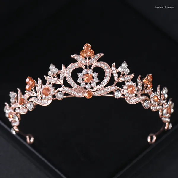 Pinzas para el cabello, Tiaras y coronas de flores de cristal, diadema de graduación con diamantes de imitación para mujer, accesorios de boda para novia, corona de joyería