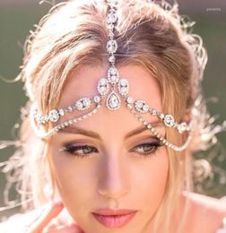 Clips de cheveux Crystal front bandeau de mariage de mariage dans la chaîne nuptiale Chain de mariée pour les femmes riveaux de casse-tête en ramiement