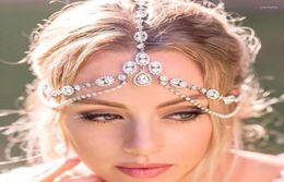 Coix de cheveux Crystal front bandeau de mariage de mariage dans la chaîne nuptiale Chain de mariée pour les femmes riveaux de casse-tête en ramiement