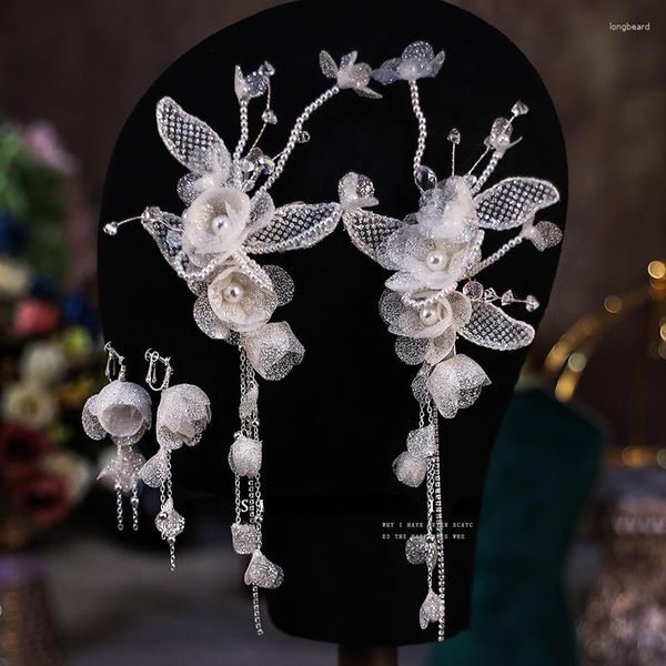 Pinces à cheveux en maille de cristal, ensemble de pinces latérales coréennes, fil blanc doux, Style femme, accessoires de mariage