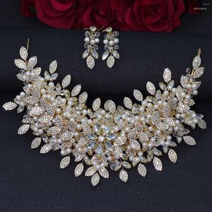 Pinces à cheveux cristal perle diadèmes de mariée couronnes boucles d'oreilles bandeaux faits à la main bandeau casque tête bijoux femmes accessoires de mariage